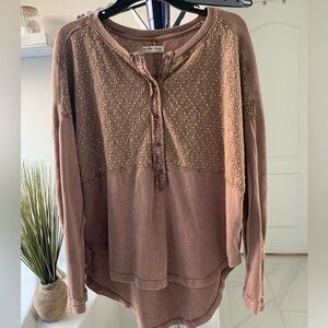 Free People Womens Free Spirit Henley Tunic Top Embroidered Boho